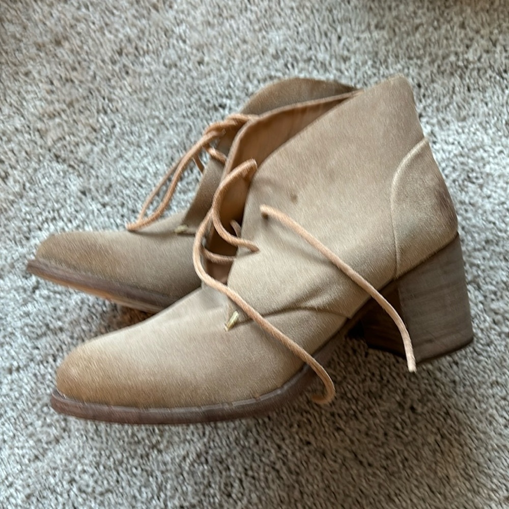 Beek Songlark Ankle Boots Stone Taupe Suede Lace Up Stacked Block Heel - Picture 5 of 13